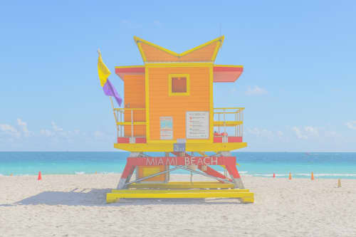 3rd Street-Miami Lifeguard Chair (Pink) | Photography by Richard Silver Photo. Item composed of paper in contemporary or coastal style