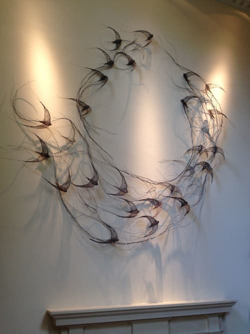 A Swirl of Swifts | Wall Sculpture in Wall Hangings by Celia Smith. Item composed of metal