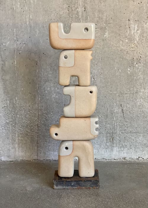 Mesomorph Stack, small | Sculptures by Carol Horst Ceramics. Item made of steel & stoneware