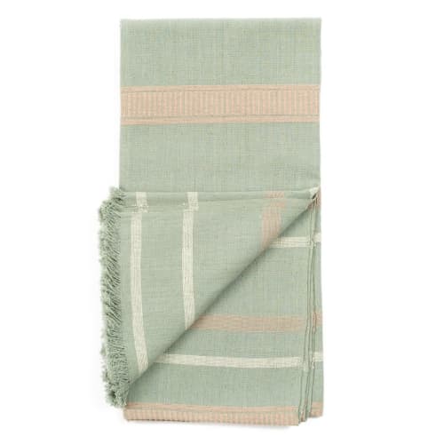 Sage Handloom Throw | Linens & Bedding by Studio Variously. Item made of fabric works with modern style