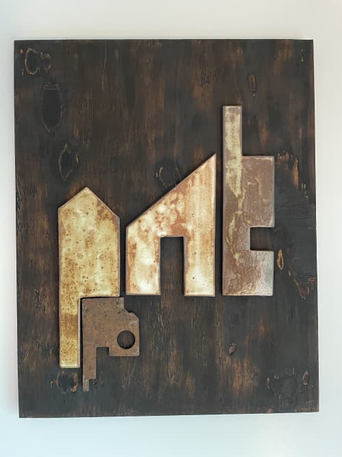 Juliette, GA | Wall Sculpture in Wall Hangings by Jaya Ceramics. Item made of wood with brass works with minimalism & contemporary style