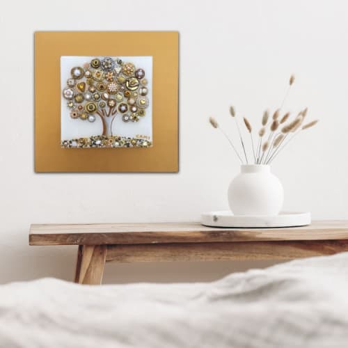 Tree of Love - "Frosted Pearls" | Mixed Media by Cami Levin. Item composed of synthetic compatible with contemporary and eclectic & maximalism style