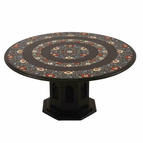 Black marble table, side table, coffee table, tabletop | Tables by Innovative Home Decors. Item made of marble works with country & farmhouse & art deco style