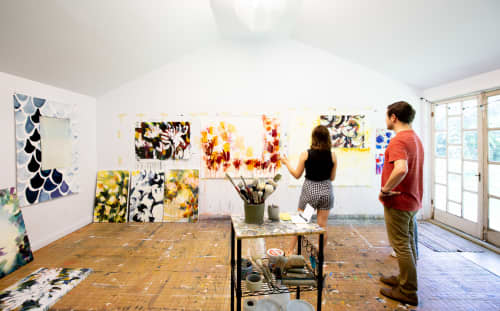 Artist’s studio | Oil And Acrylic Painting in Paintings by Caroline Wright | Caroline Wright Art in Austin. Item made of canvas