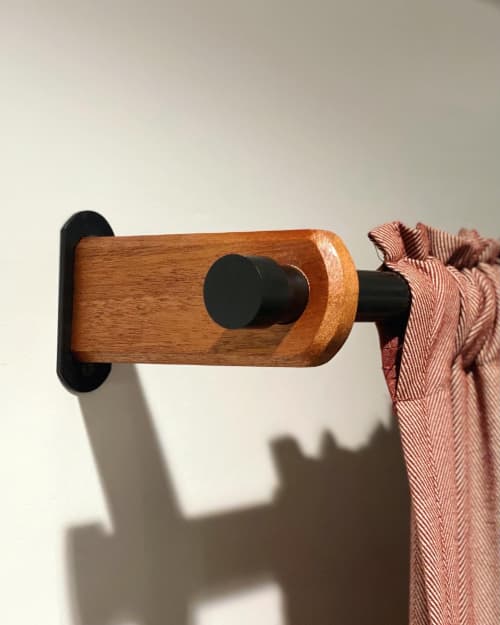 Minimal Wood Curtain Rod Holder | Holder Hardware in Hardware by MS Ohanesian Designs. Item made of wood with steel works with modern style