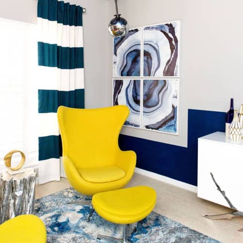 Chair | Lounge Chair in Chairs by Nisha Tailor Interior Design` | Private Residence, Creve Coeur in Creve Coeur. Item composed of fabric and metal