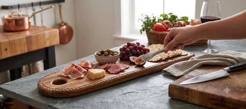 The Heritage Rope-Border Charcuterie Board | Decorative Plate in Decorative Objects by Famous Art Group Of Industries