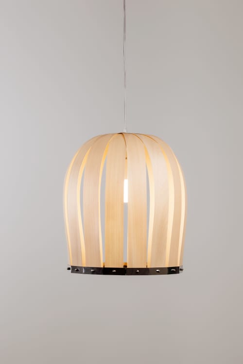 Cages Artisan Design Wood Veneer Pendant Lamp | Pendants by Traum - Wood Lighting. Item made of wood & steel compatible with minimalism and contemporary style