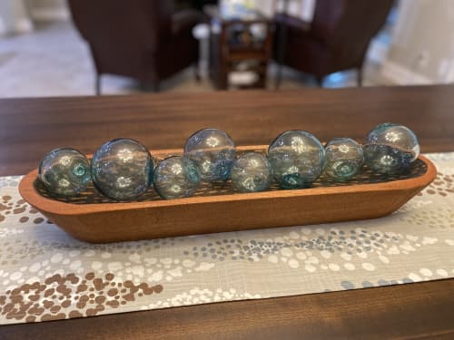 Handcarved Mahogany Centerpiece Bowl | Decorative Bowl in Decorative Objects by Wolfkill Woodwork. Item made of wood