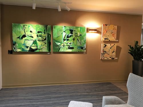 Studies in Green, Two from the "Winter Words" series | Oil And Acrylic Painting in Paintings by Owen Brown. Item composed of synthetic