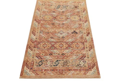 Distressed runner in Orange, Gold & Red Tribal pattern | Area Rug in Rugs by Rug and Kilim