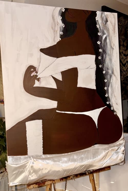 The Holy Unbuttoning | Oil And Acrylic Painting in Paintings by Madame A. K. Selestan. Item composed of canvas in contemporary style