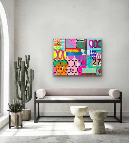 Don't Overthink it | Mixed Media by Paula Saslow, Copper Rose Art. Item composed of canvas compatible with contemporary and urban style