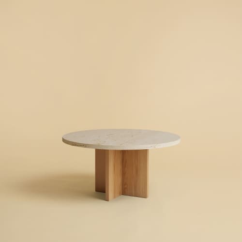 Travertine and Oak Coffee Table - TINIAN by Lebanto | Tables by Lebanto. Item made of oak wood with marble works with minimalism & contemporary style