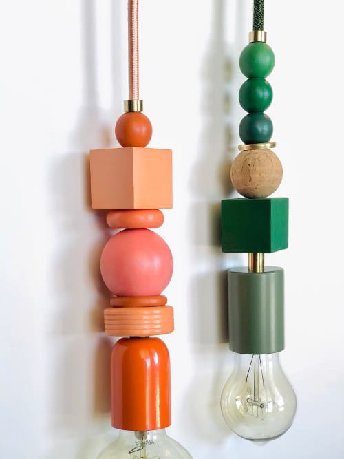 Celesté Pendant Geometric Wooden Beaded Modern Unique Boho | Pendants by Sand+Suede. Item made of wood with cotton