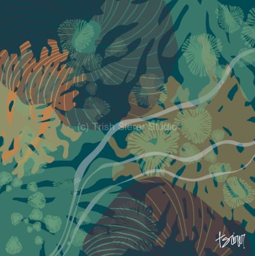 Underwater | Prints in Paintings by Trish Sierer Studio. Item made of wood with canvas works with boho & mid century modern style