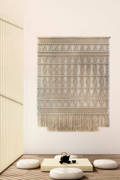 Gold wallhanging 160cm x 250cm | Macrame Wall Hanging in Wall Hangings by Milla Novo | Netherlands in Amsterdam. Item composed of cotton