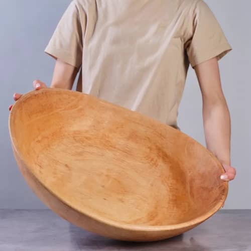 20" XL Handcrafted Wave Wooden Salad & Serving Bowl | Serveware by TerraKlay. Item composed of wood compatible with contemporary and rustic style