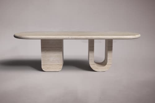 Travertine Dining Table. Marble Dining Table. Dining Table. | Tables by HamamDecor LLC. Item made of marble compatible with minimalism and contemporary style
