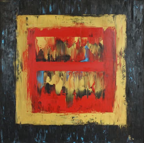 Ice Cube Night | Oil And Acrylic Painting in Paintings by Jill Krutick | Jill Krutick Fine Art in Mamaroneck. Item made of canvas