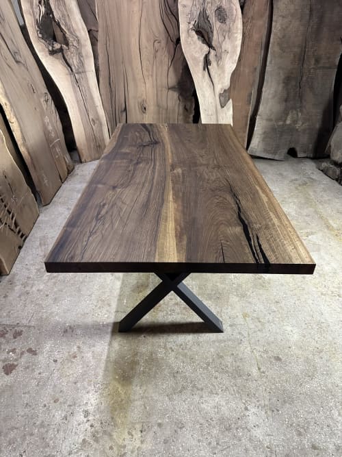 Black Walnut Slab Dining Table - Modern Kitchen Table | Tables by TigerWoodAtelier. Item made of walnut compatible with minimalism and art deco style