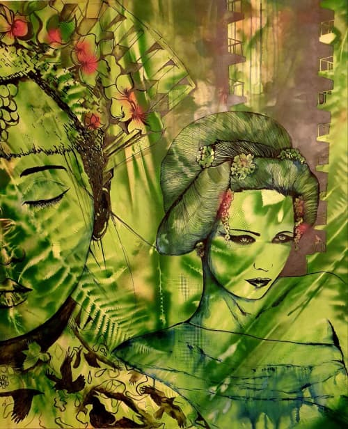Inner-self 2 | Oil And Acrylic Painting in Paintings by Frederick Worrell Art and Design. Item made of canvas with paper