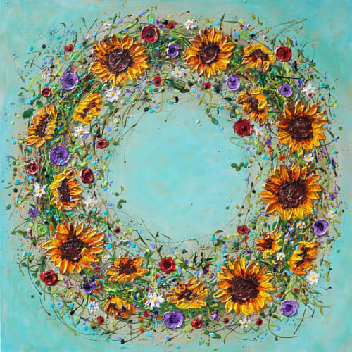 Garden Treasures | Oil And Acrylic Painting in Paintings by DaggArt. Item composed of canvas & synthetic