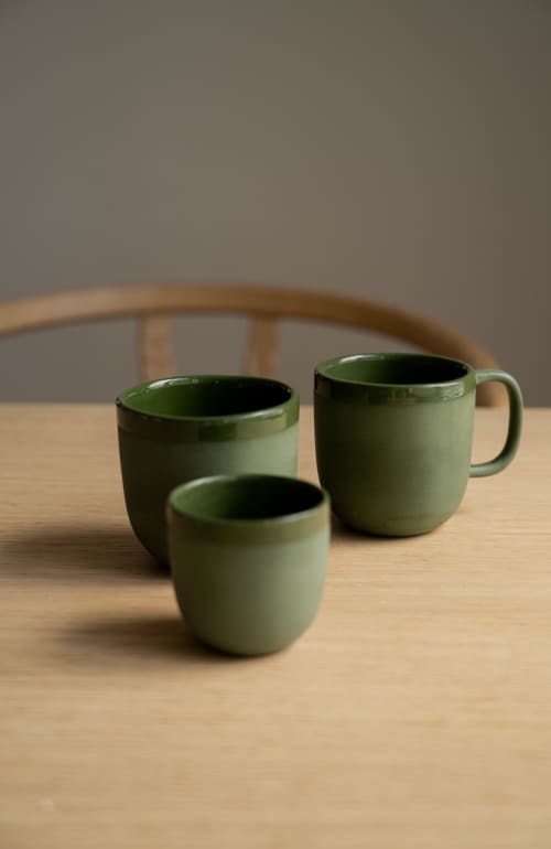 Handmade Porcelain Coffee Mug. Green | Drinkware by Creating Comfort Lab. Item composed of ceramic