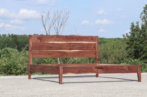 Solid Walnut Mid-Century Modern King Bed Frame | Beds & Accessories by Hazel Oak Farms. Item composed of walnut