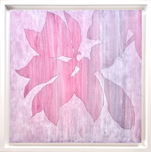 Sunrise Magnolia (Acrylic Painting FRAMED to 13 x 13") | Oil And Acrylic Painting in Paintings by Christine So. Item compatible with boho and contemporary style