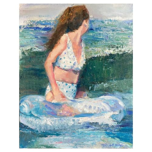 Wait For It | Oil And Acrylic Painting in Paintings by Julia Lawing Fine Art | Goodyear Cottage in Jekyll Island. Item composed of canvas & synthetic compatible with coastal style