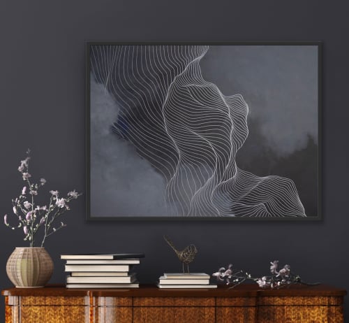 “Glimmers” abstract line painting | Paintings by Tracie Cheng