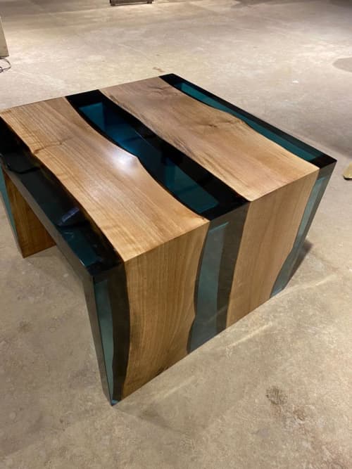 Coffee Table - Black Epoxy Resin Coffee Table - Living Room | Dining Table in Tables by TigerWoodAtelier | United Center in Chicago. Item composed of walnut compatible with boho and art deco style