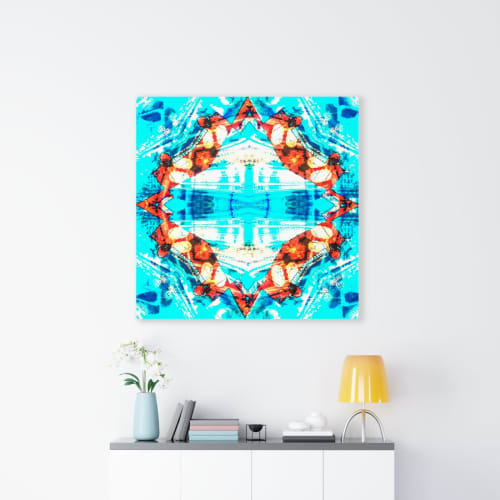 Divine 1697F teal | Photography by Petra Trimmel. Item composed of canvas and paper