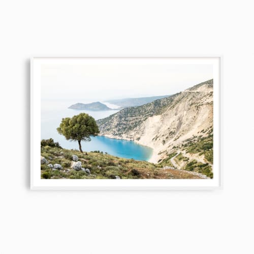 Kefalonia Greece photography, 'Myrtos Tree' fine art print | Photography by PappasBland. Item composed of paper compatible with contemporary and coastal style