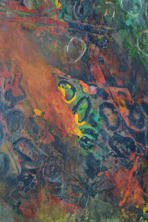 Circles On Field | Oil And Acrylic Painting in Paintings by Barry Namm Art. Item composed of wood and synthetic