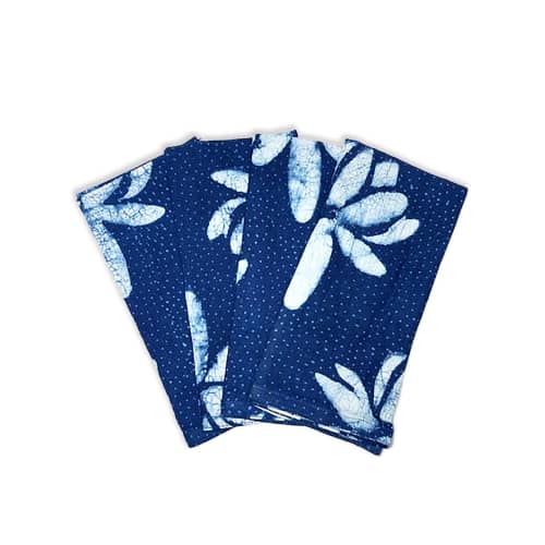 Blue Dinner Napkins | Set of 4 - Lotus | Linens & Bedding by ichcha. Item composed of cotton in boho or art deco style