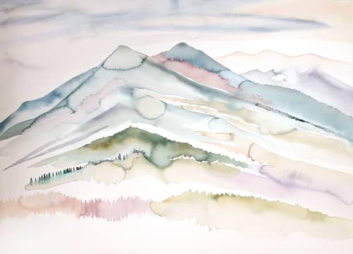 Mountainscape No. 3 : Original Watercolor Painting | Paintings by Elizabeth Becker. Item composed of paper in boho or minimalism style