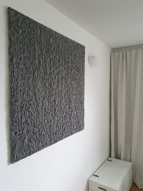 Tributary I | Tapestry in Wall Hangings by Saskia Saunders. Item composed of cotton and paper in minimalism or contemporary style