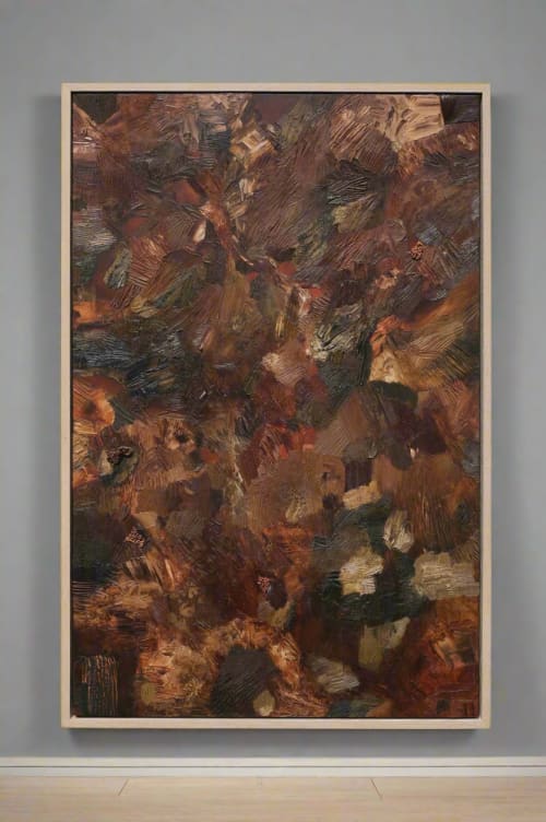 zian ✦ SOLD | Oil And Acrylic Painting in Paintings by VISCERAL HOME STUDIO. Item composed of wood & canvas compatible with mid century modern and contemporary style