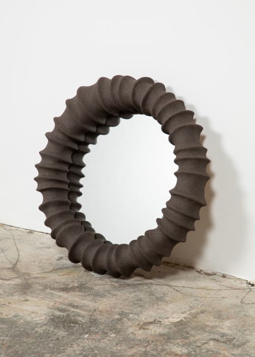 Rakis Mirror - Round Ceramic Mirror by Catalin Filip | Decorative Objects by Catalin Filip. Item made of ceramic & glass compatible with contemporary and eclectic & maximalism style