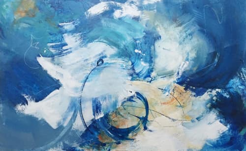 Who Do You Miss When You Are Busy? - blue abstract art | Oil And Acrylic Painting in Paintings by Lynette Melnyk. Item composed of canvas & synthetic