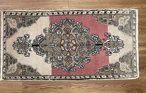 Hand-woven Turkish Rug Doormat| 1.7 x 3.2 | Small Rug in Rugs by Wool and Rug. Item composed of wool in boho or contemporary style