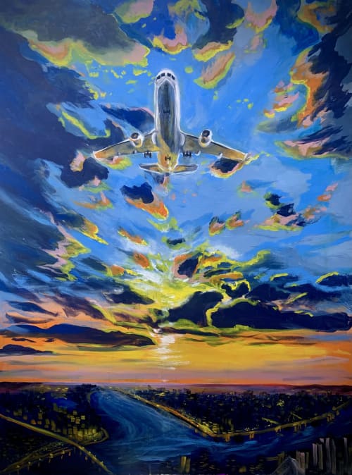 Fly Me | Paintings by Jomaireart. Item composed of canvas compatible with art deco and traditional style