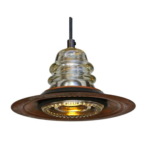 RailroadWare- Insulator Lights | Pendants by RailroadWare Lighting Hardware & Gifts | Firefly Gastropub in Lenox. Item composed of metal and glass