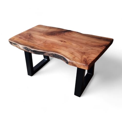 Custom Live edge Coffee Table | Tables by Ironscustomwood. Item made of walnut & metal