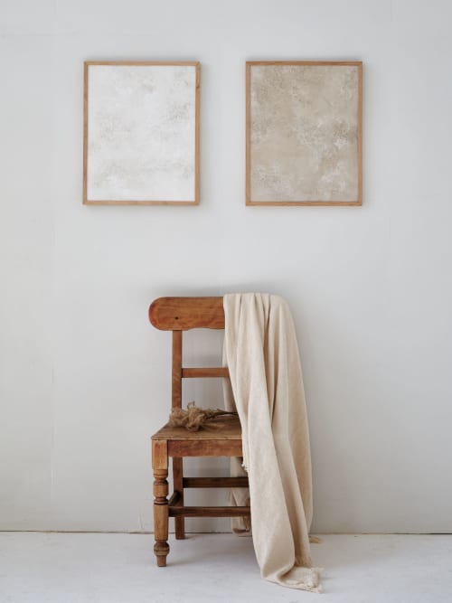 Sakura Natural White (Framed or Unframed) | Mixed Media by Vacarda Design. Item in minimalism or rustic style