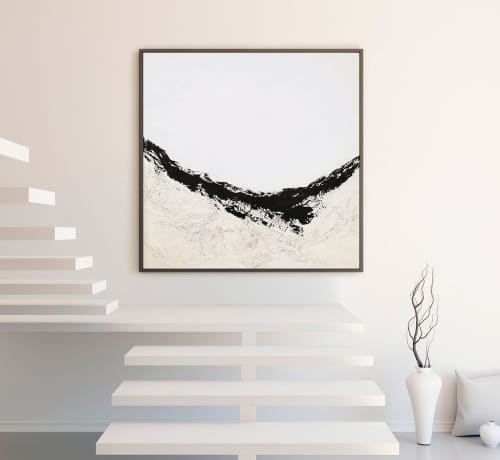 "La Lumieré ci dessous" - Organic Abstract Art - Commission | Mixed Media in Paintings by Kelly Hanna Studio. Item made of canvas with fiber works with boho & minimalism style