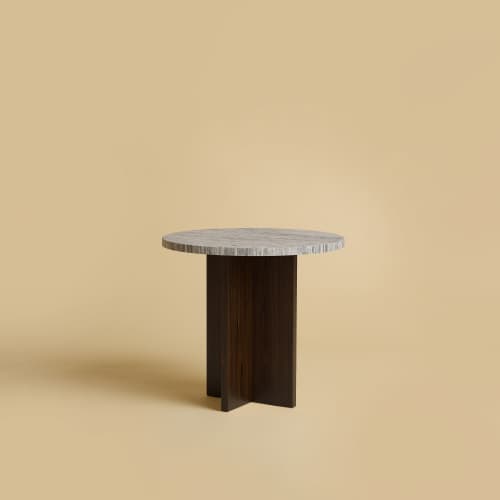 Grey Marble and Oak Side Table - SHERMAN by Lebanto | Tables by Lebanto. Item composed of oak wood and marble in minimalism or contemporary style