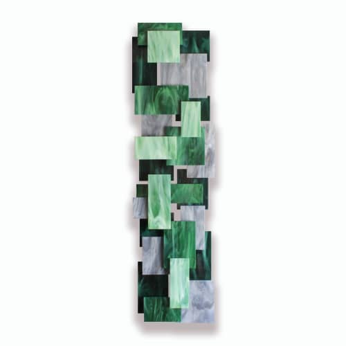 "Malachite" TT Glass and Metal Wall Sculpture | Wall Hangings by Karo Studios | Los Angeles in Los Angeles. Item made of metal & glass